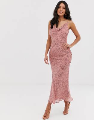 cowl neck maxi slip dress