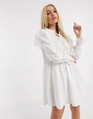 white crochet smock dress