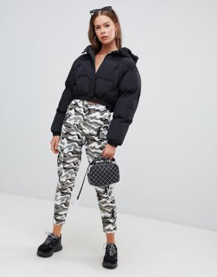 cropped hooded puffer jacket