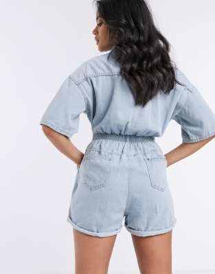 boohoo denim playsuit