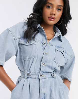 denim playsuit boohoo