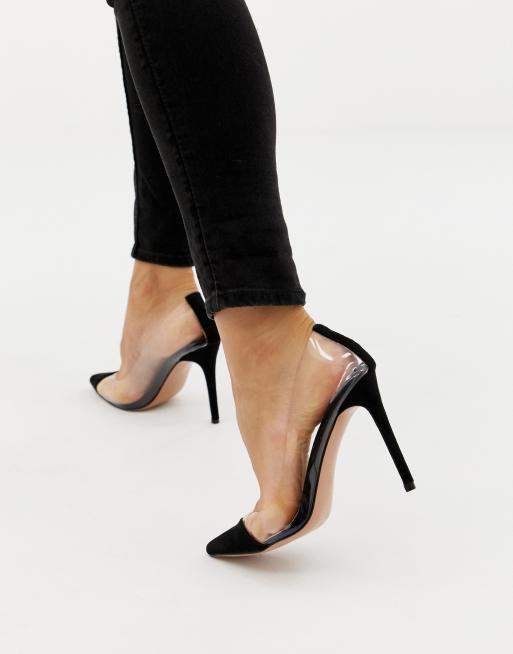 Escarpin noir store talon transparent