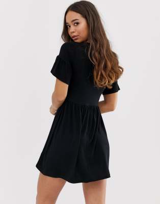 black frill sleeve dress