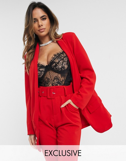 Boohoo exclusive co-ord tailored blazer in red