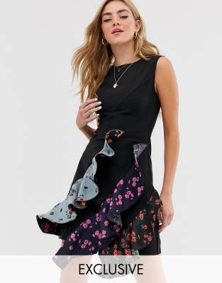 boohoo black ruffle dress