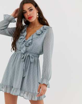 boohoo basic ruffle trim dress