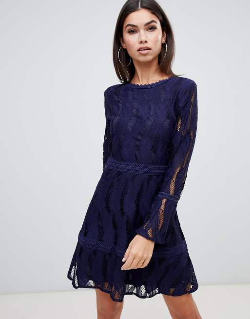 Boohoo navy blue on sale dress