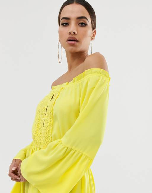 Boohoo yellow sales lace dress