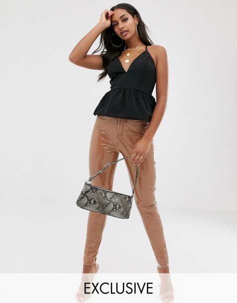 Boohoo exclusive peplum cami top in black