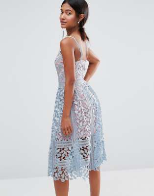 boohoo lace dress midi