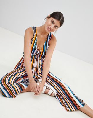 boohoo striped jumpsuit