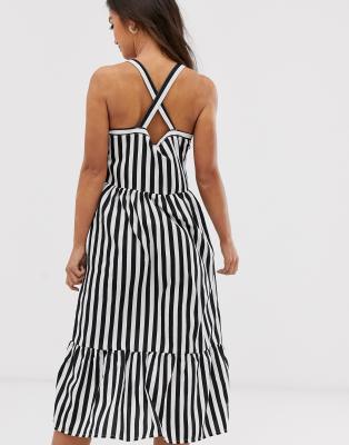boohoo black and white striped dress