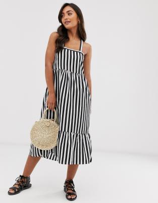 boohoo black and white striped dress