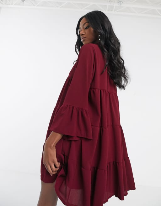 Boohoo best sale burgundy dress