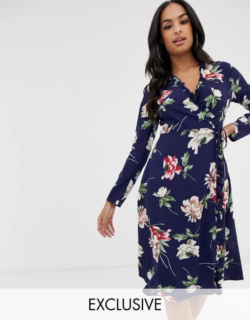 Boohoo navy floral on sale dress