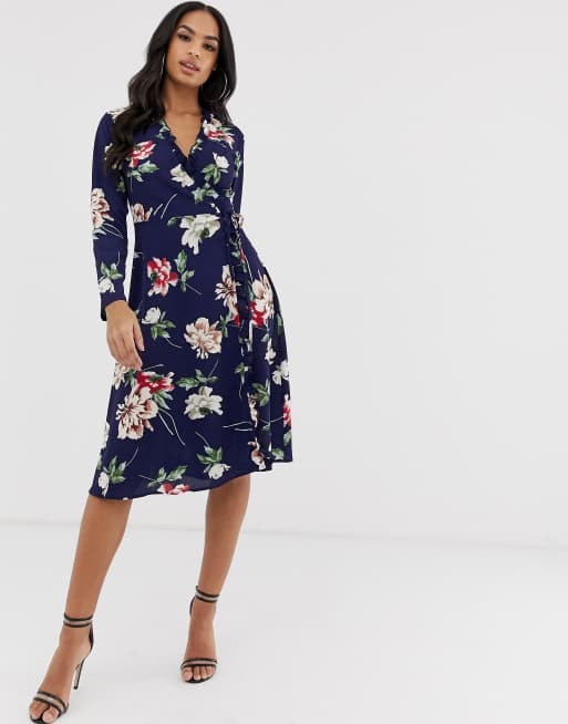 Boohoo navy floral dress sale