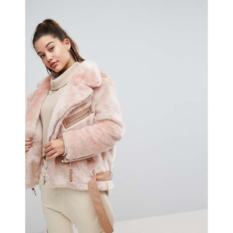 Boohoo faux fur hot sale aviator jacket