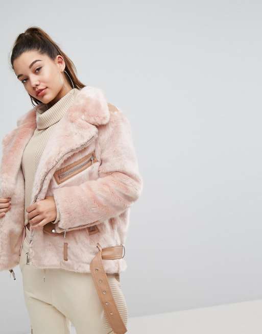 boohoo Plus Size Oversized Pocket Detail Faux Fur Jacket