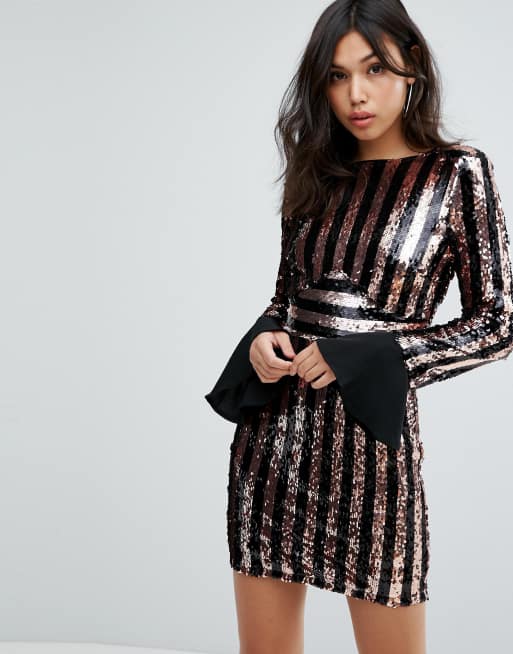 Striped shop sequin dress