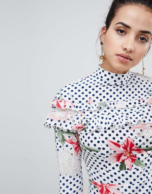 Asos Polka Dot Floral Dress