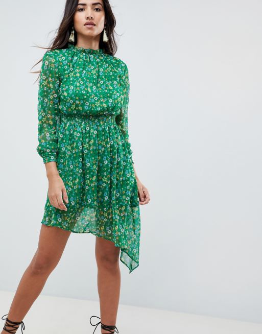 Boohoo Floral High Neck Prairie Dress | ASOS