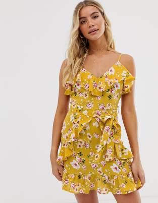 boohoo yellow floral dress