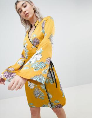 mustard kimono dress