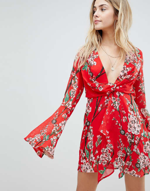 boohoo orange kimono