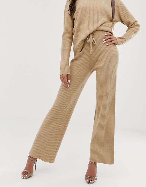 Boohoo knitted trousers co-ord in camel