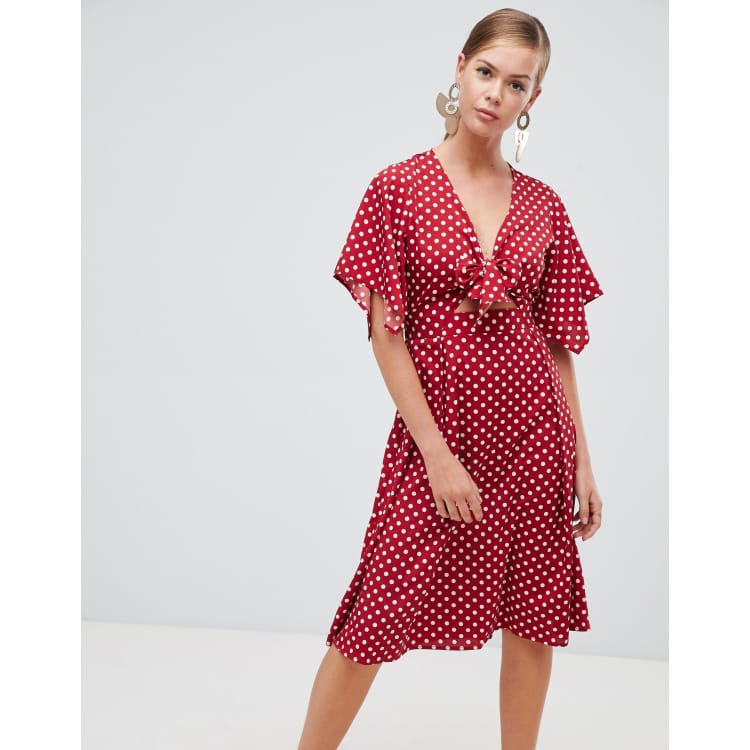 Boohoo red best sale spotty dress