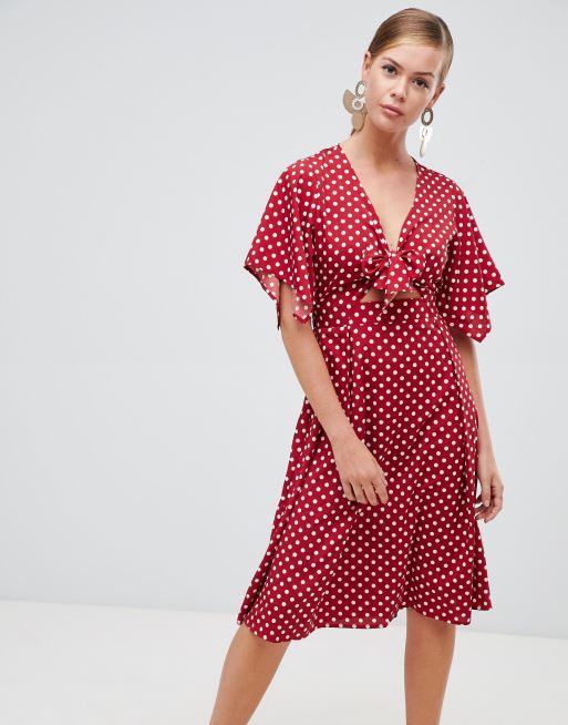 Boohoo red hotsell spotty dress