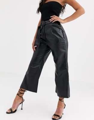 leather look cargo trousers