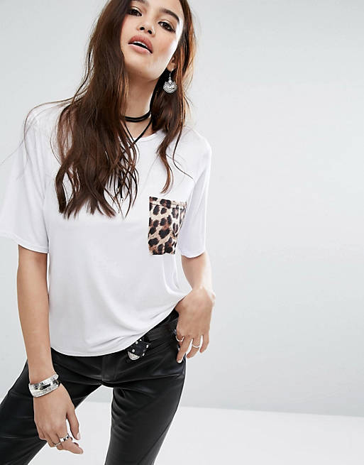 Boohoo Leopard Pocket T-Shirt