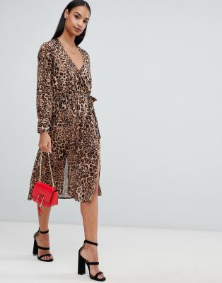 boohoo leopard wrap dress