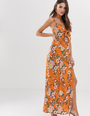 orange boohoo dress