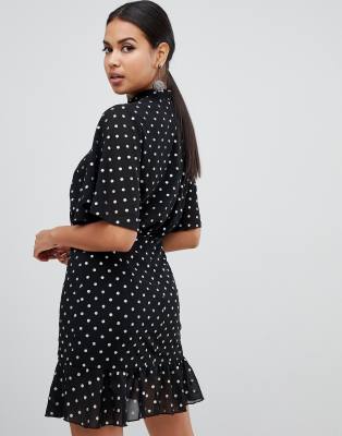 boohoo metallic spot dress