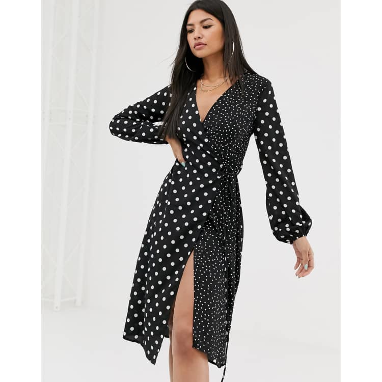 Boohoo polka 2025 dot wrap dress