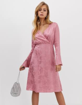 boohoo pink wrap dress