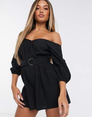 black off the shoulder playsuit