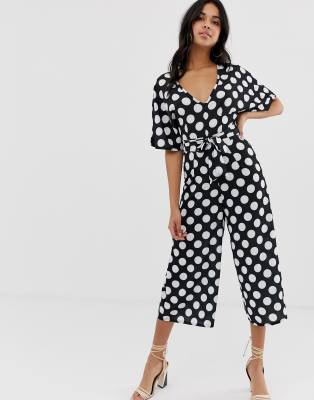 polka dot culotte jumpsuit