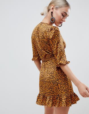 boohoo leopard print wrap dress