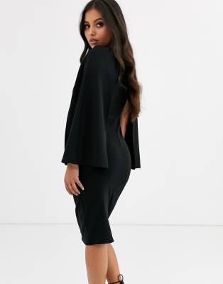 cape sleeve bodycon dress