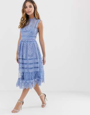 boohoo lace midi dress