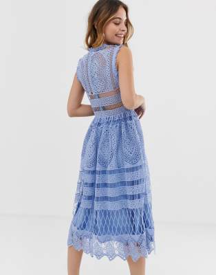 light blue lace bodycon dress