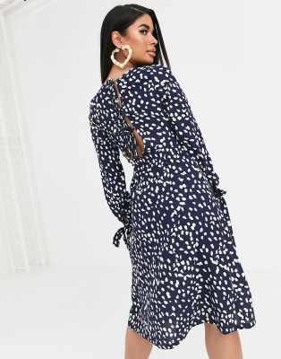 navy spot midi dress