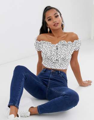 polka dot milkmaid top