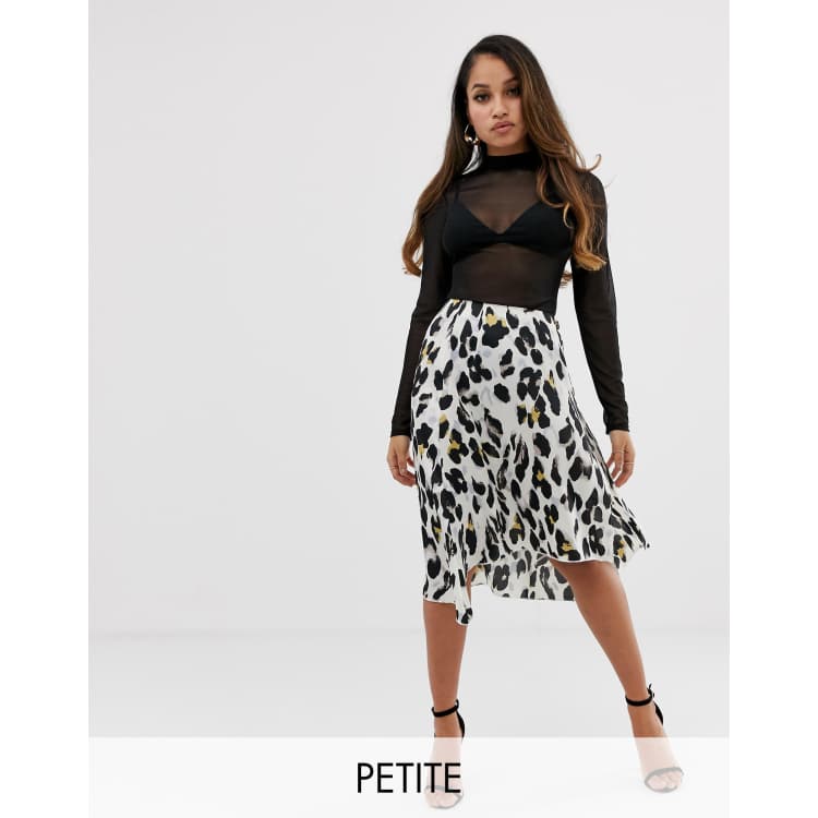 Black leopard print outlet floaty midi skirt