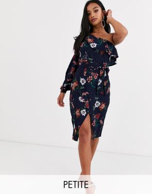 boohoo plunge midi dress with sweetheart neckline and side split in black