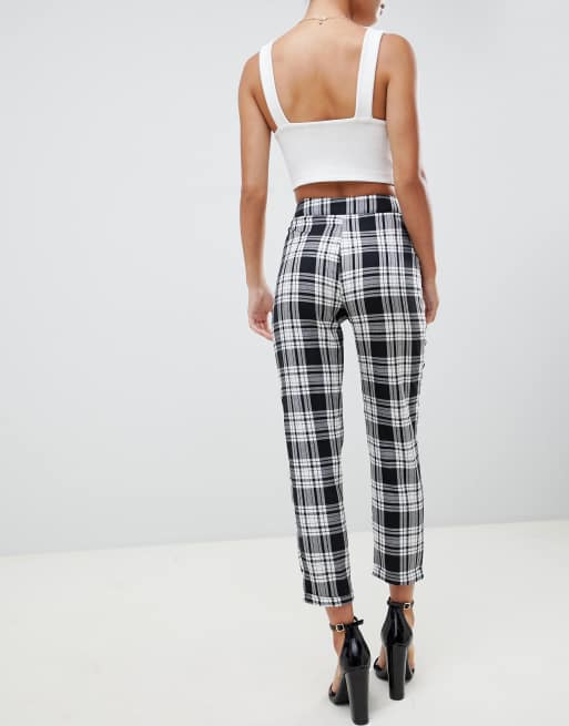 Boohoo Petite Rutiga byxor med hög midja, 2 av 4