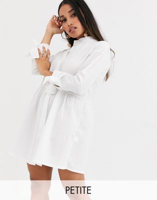 Boohoo Petite shirt dress in white | ASOS